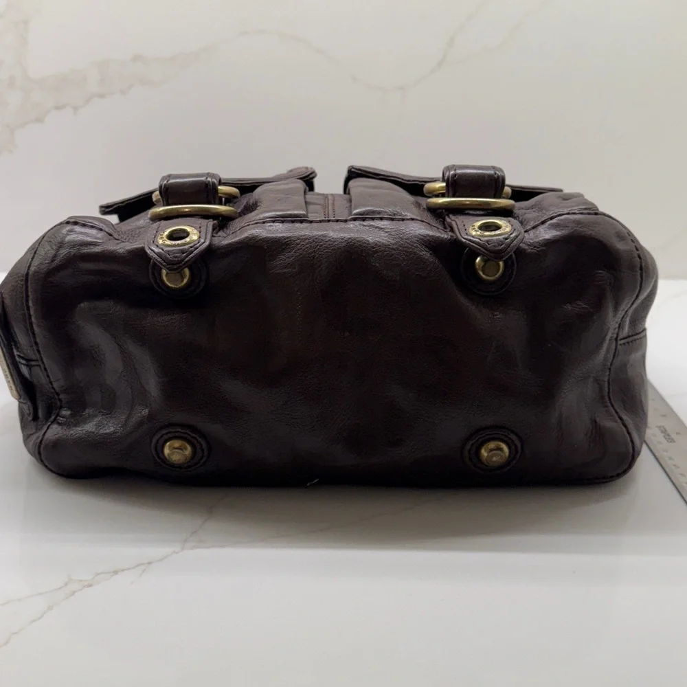 Marc Jacobs Dark Brown Leather Hobo Shoulder Bag with Gold Hardware